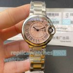 Replica TW factory Cartier Ballon Bleu pink face stainless steel ladies watch 